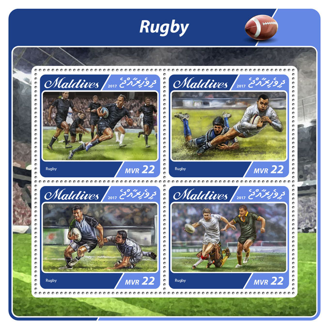 Rugby - Issue of Maldives postage stamps