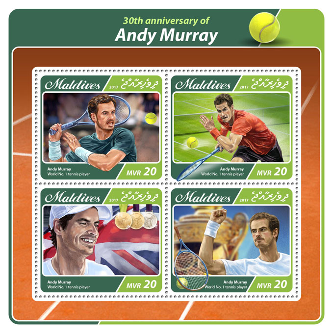Andy Murray - Issue of Maldives postage stamps