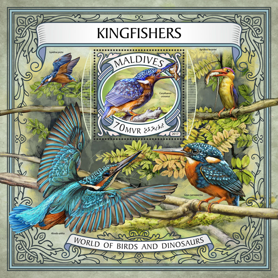 Kingfishers - Issue of Maldives postage stamps