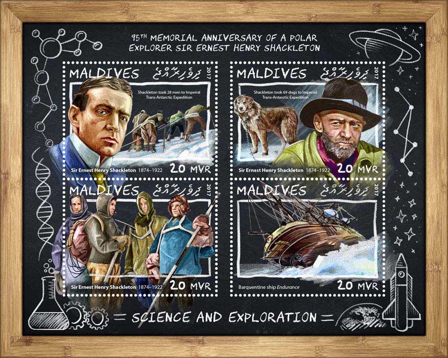 Sir Ernest Henry Shackleton - Issue of Maldives postage stamps