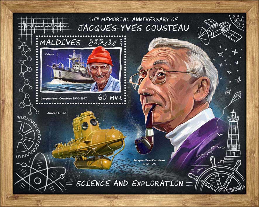 Jacques-Yves Cousteau - Issue of Maldives postage stamps