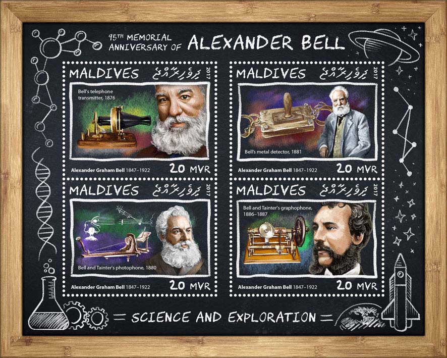 Alexander Bell - Issue of Maldives postage stamps