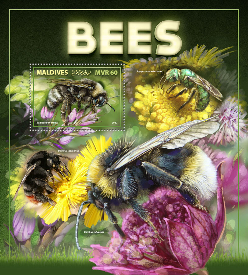 Bees - Issue of Maldives postage stamps