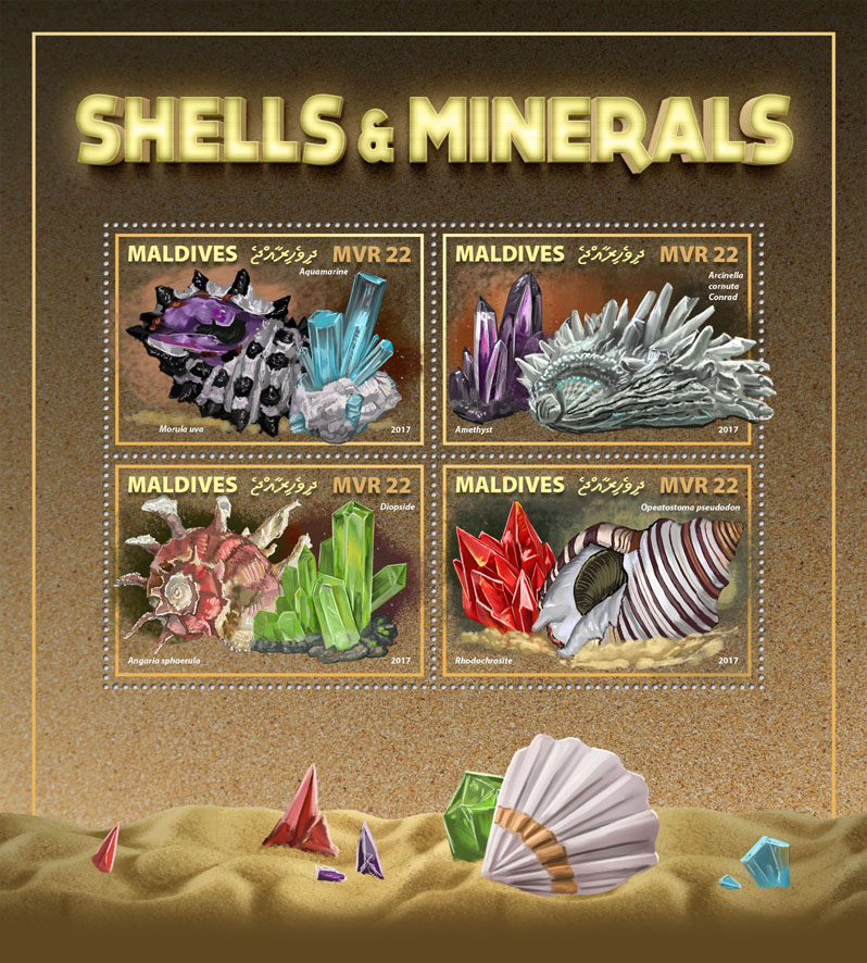 Shells & Minerals - Issue of Maldives postage stamps