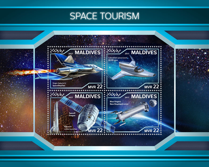 Space tourism - Issue of Maldives postage stamps