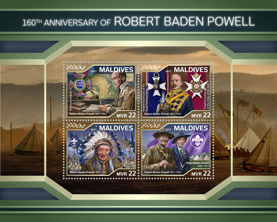 Robert Baden Powell - Issue of Maldives postage stamps
