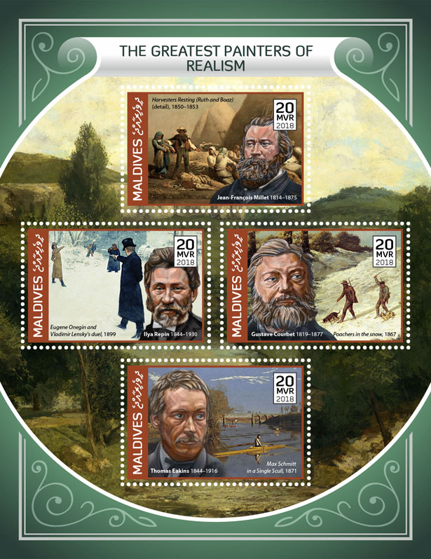 Painters of Realism - Issue of Maldives postage stamps
