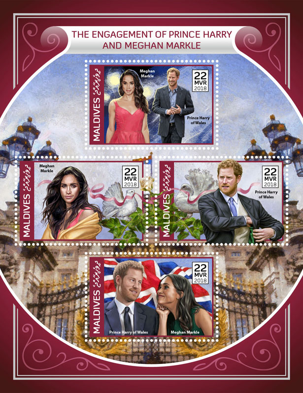 Prince Harry and Meghan Markle - Issue of Maldives postage stamps