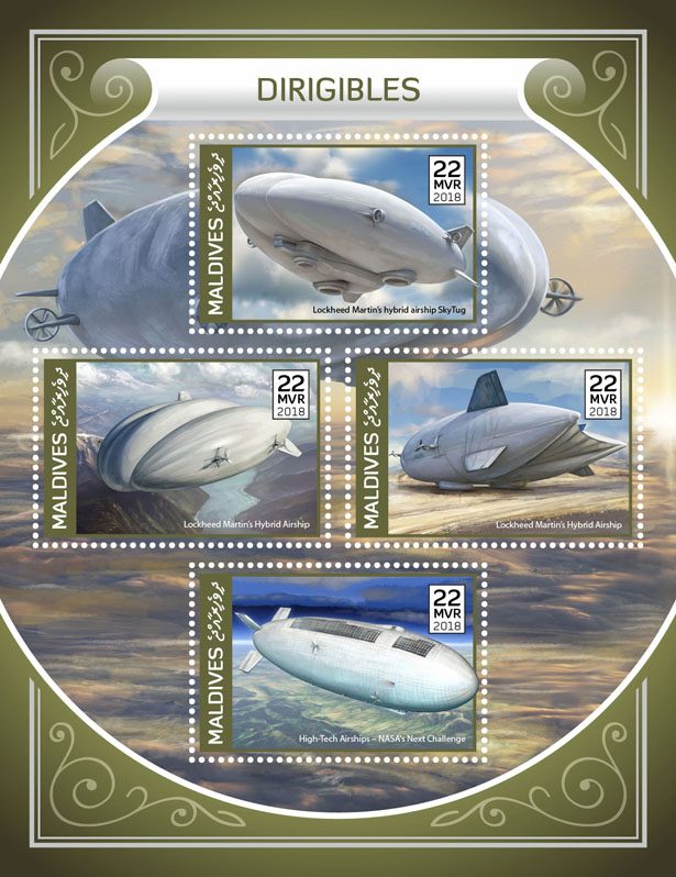 Dirigibles - Issue of Maldives postage stamps