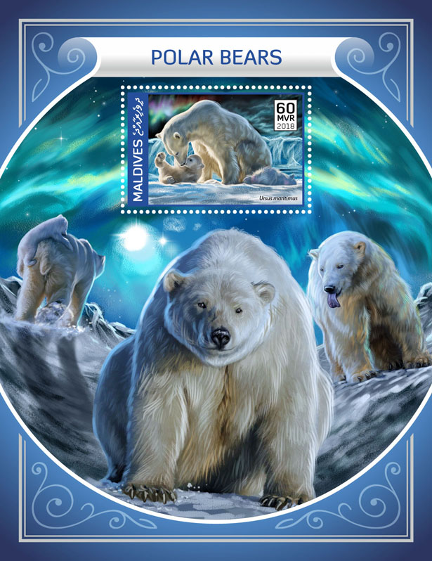 Polar bear  - Issue of Maldives postage stamps