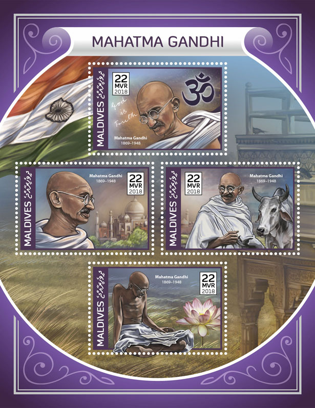 Mahatma Gandhi  - Issue of Maldives postage stamps