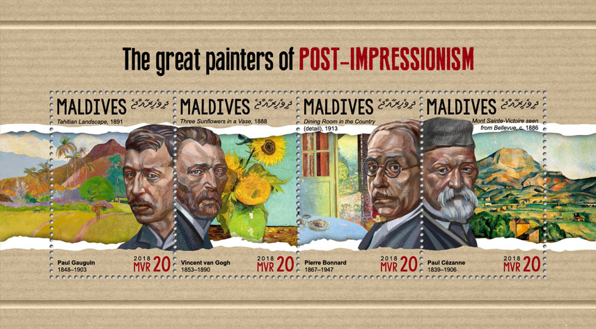 Post-Impressionism - Issue of Maldives postage stamps