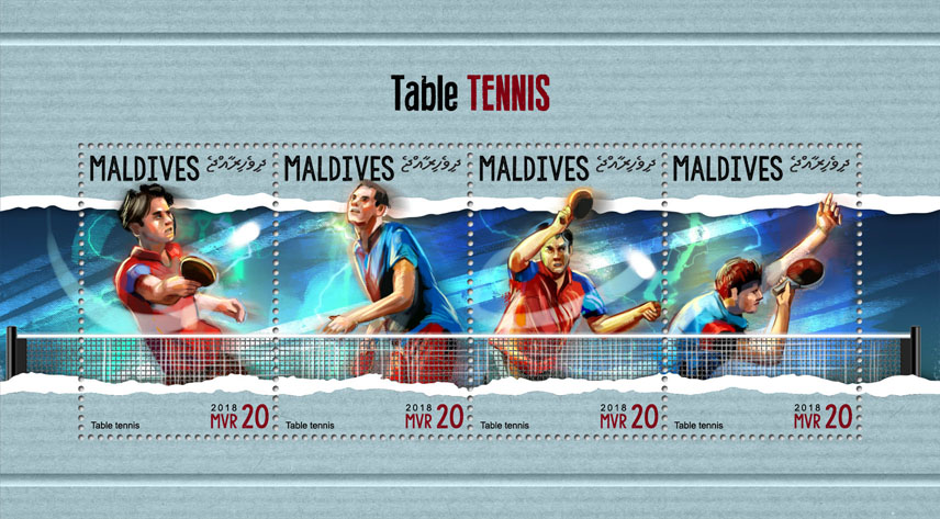 Table tennis  - Issue of Maldives postage stamps