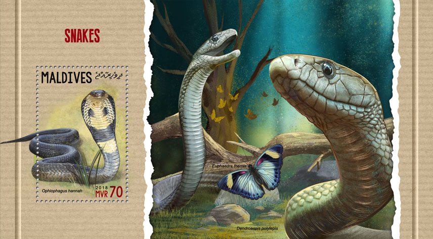 Snakes - Issue of Maldives postage stamps