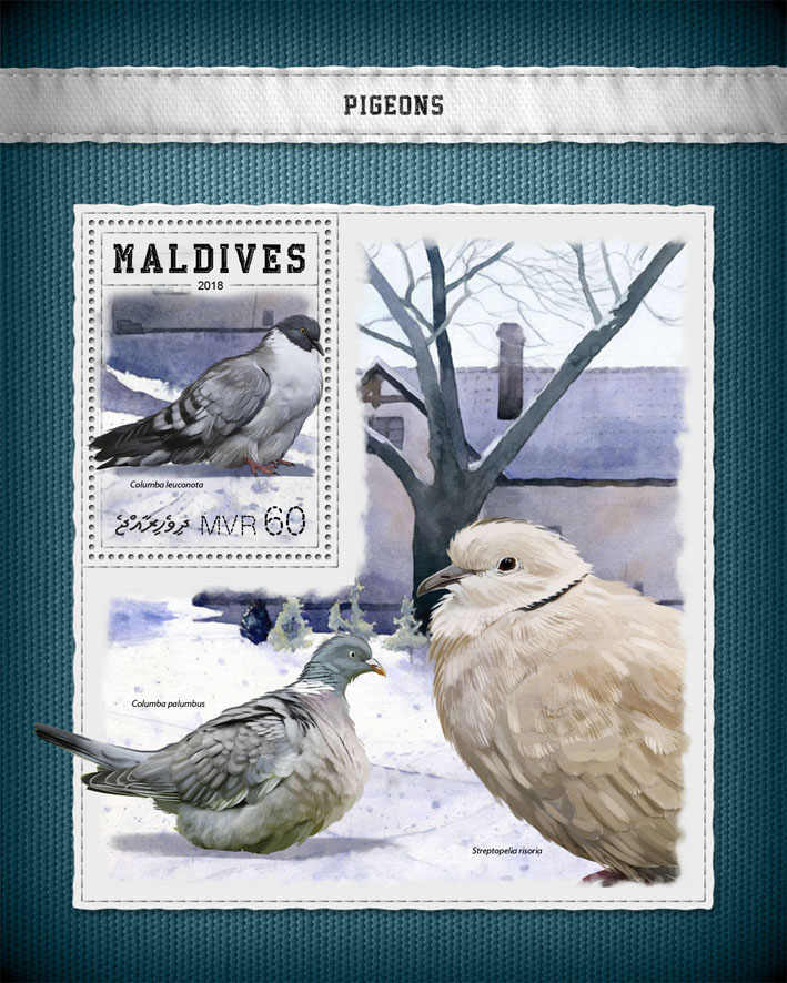 Pigeons - Issue of Maldives postage stamps