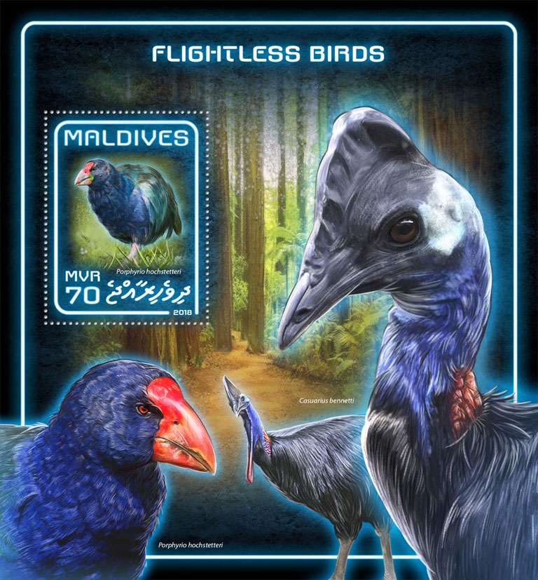 Flightless birds - Issue of Maldives postage stamps