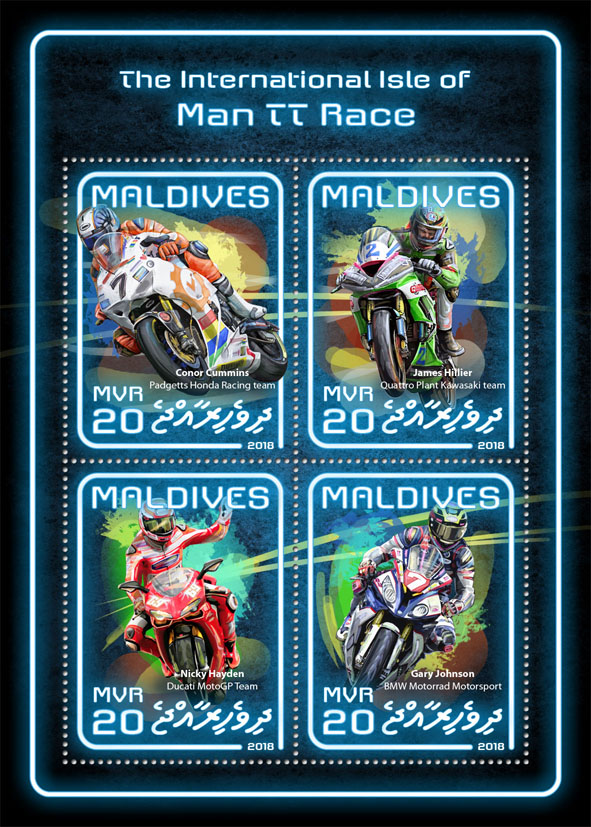 Man TT Race - Issue of Maldives postage stamps