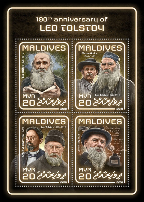 Leo Tolstoy - Issue of Maldives postage stamps