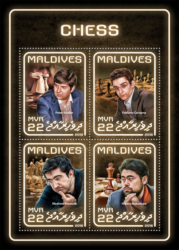 Chess - Issue of Maldives postage stamps