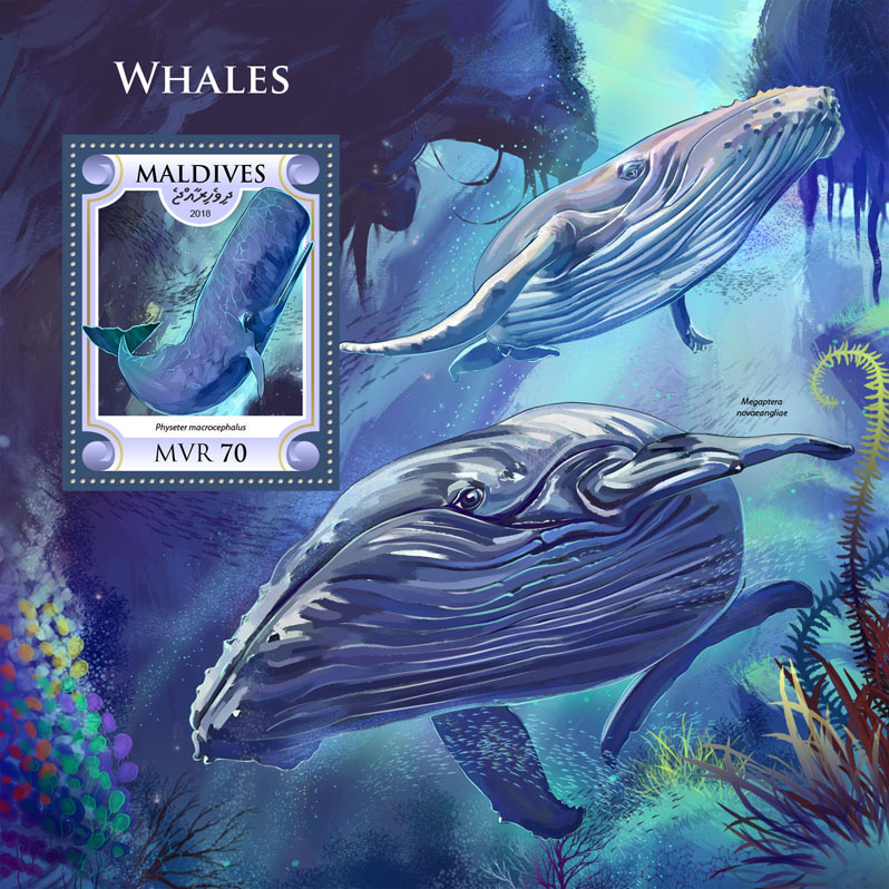 Whales - Issue of Maldives postage stamps
