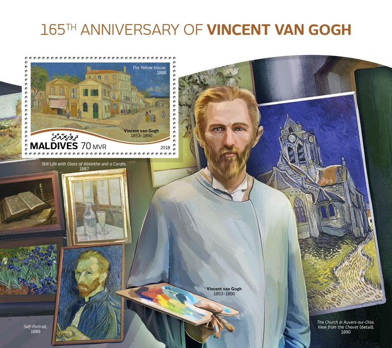 Vincent van Gogh - Issue of Maldives postage stamps