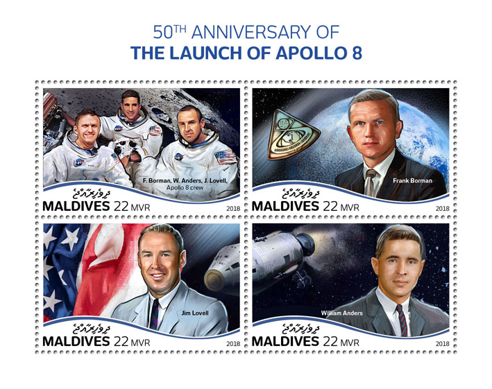 Apollo 8 - Issue of Maldives postage stamps