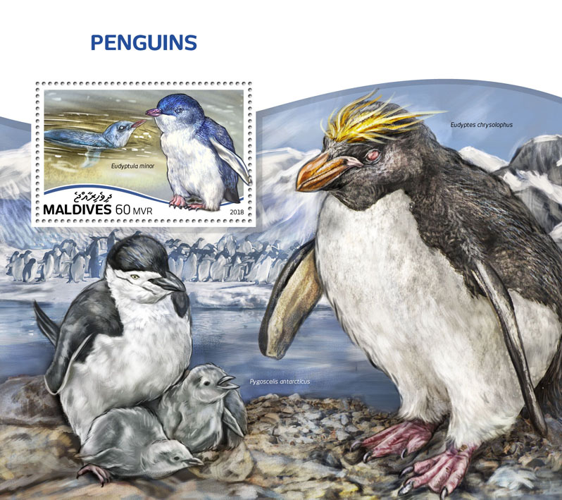 Penguins - Issue of Maldives postage stamps