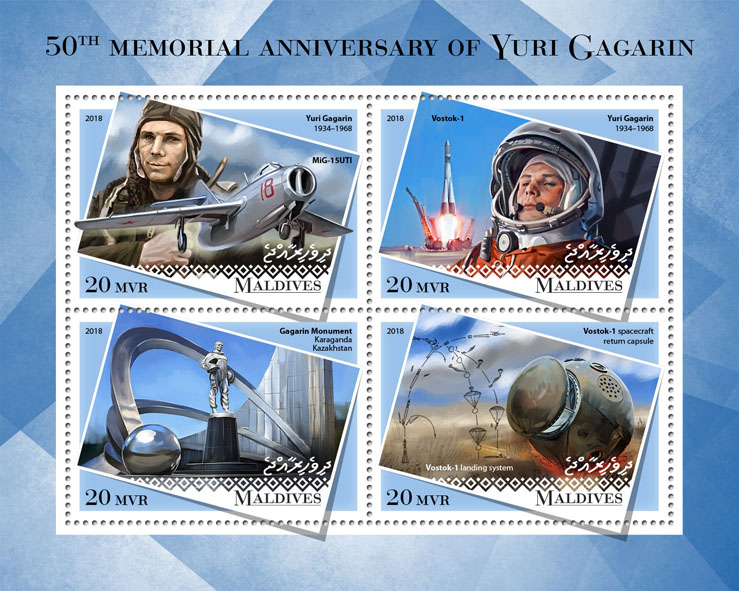 Yuri Gagarin - Issue of Maldives postage stamps