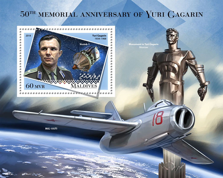 Yuri Gagarin - Issue of Maldives postage stamps