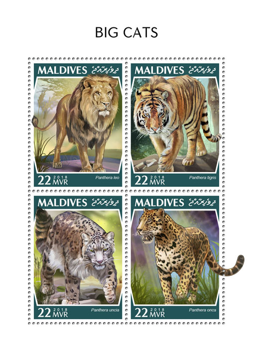 Big cats - Issue of Maldives postage stamps