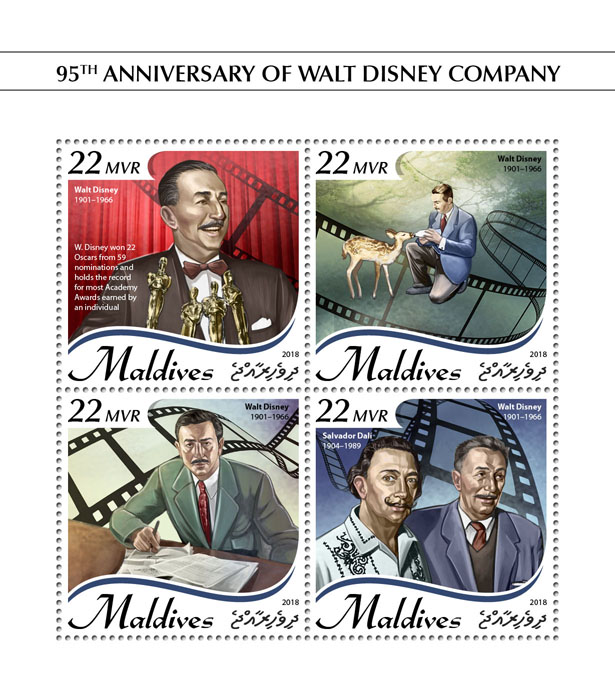 Walt Disney Company - Issue of Maldives postage stamps