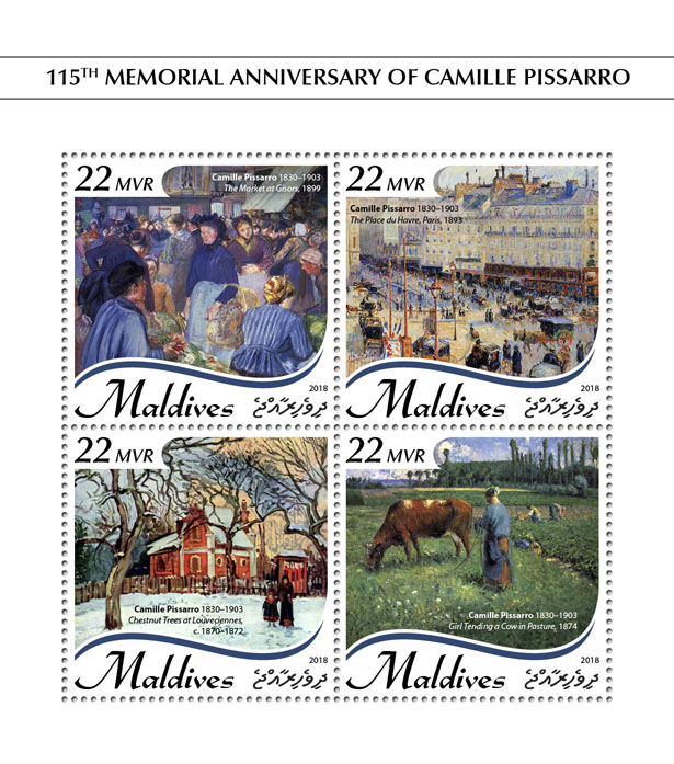 Camille Pissarro - Issue of Maldives postage stamps