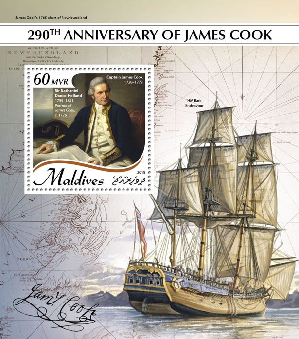 James Cook - Issue of Maldives postage stamps