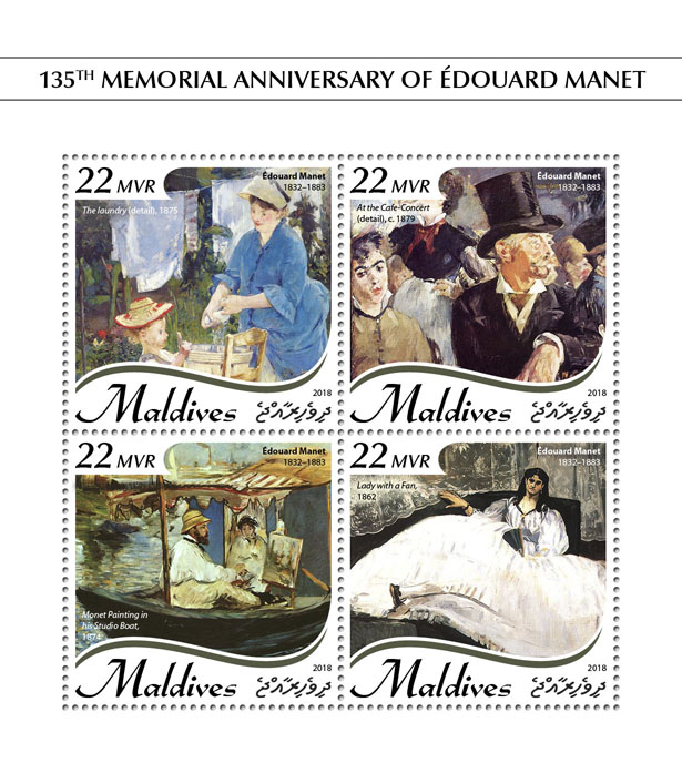 Édouard Manet - Issue of Maldives postage stamps