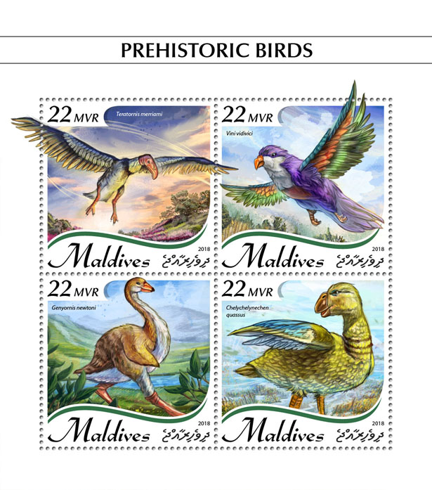 Prehistoric birds - Issue of Maldives postage stamps