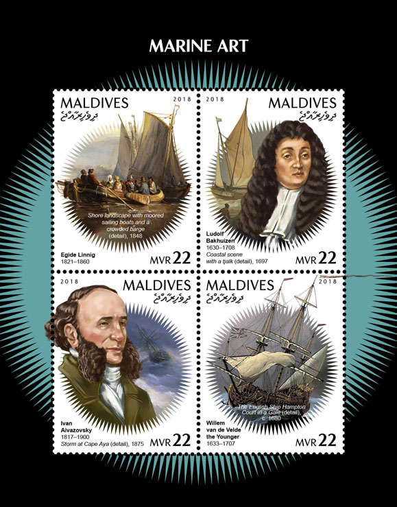 Marine art - Issue of Maldives postage stamps