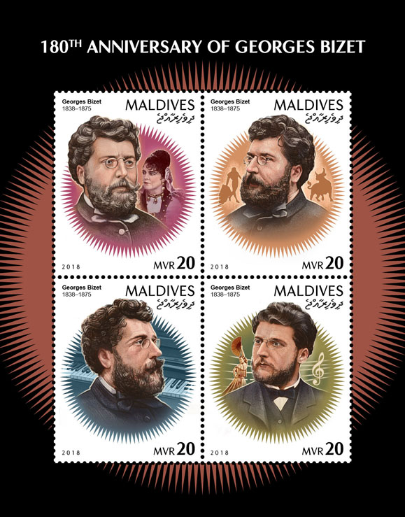 Georges Bizet - Issue of Maldives postage stamps