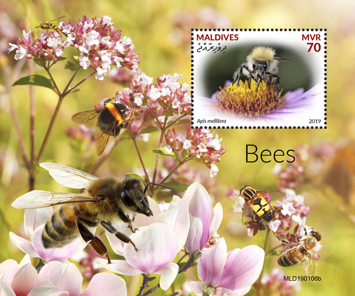 Bees - Issue of Maldives postage stamps