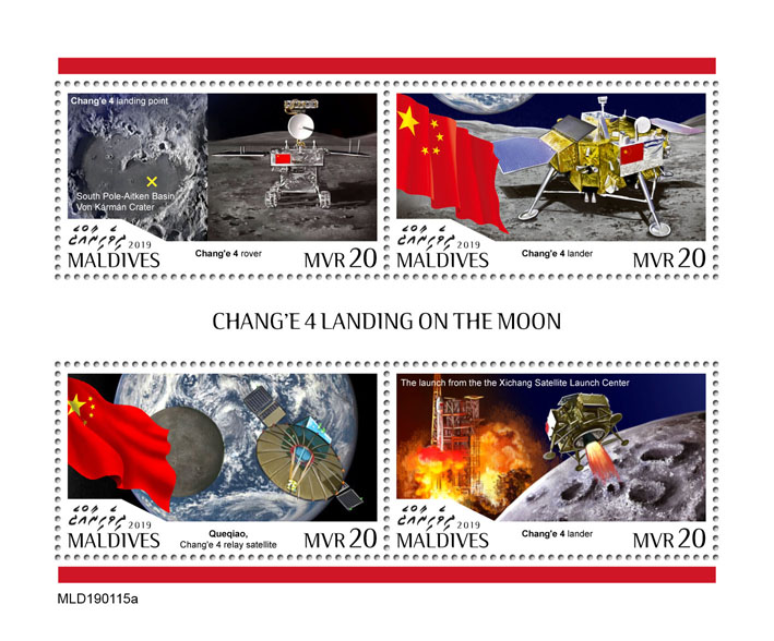 Chang'e 4 - Issue of Maldives postage stamps