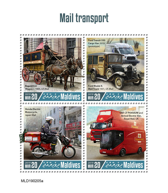 Mail transport  - Issue of Maldives postage stamps
