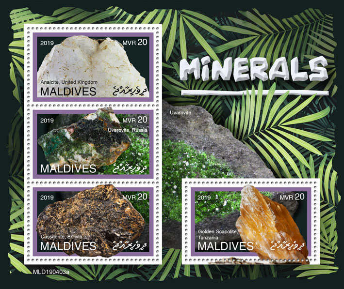 Minerals - Issue of Maldives postage stamps
