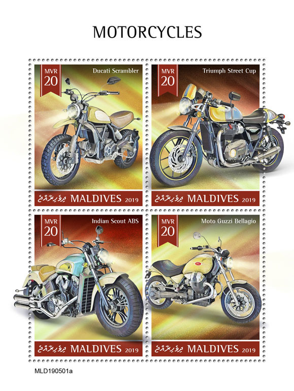 Motorcycles - Issue of Maldives postage stamps