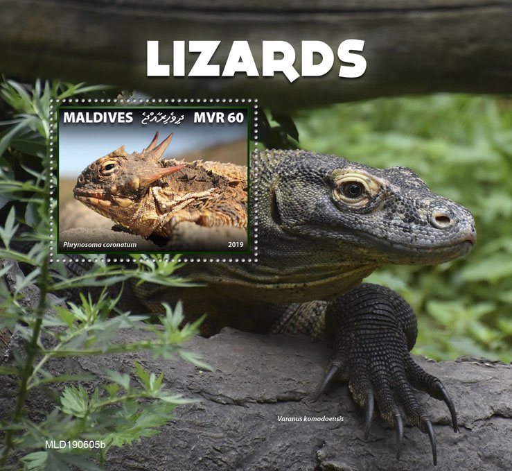 Lizards - Issue of Maldives postage stamps
