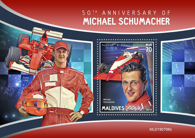 Michael Schumacher - Issue of Maldives postage stamps
